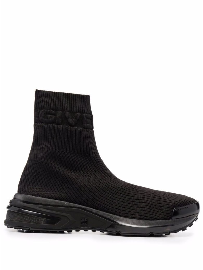 Givenchy Black Ribbed Knit Sock Sneakers - Black