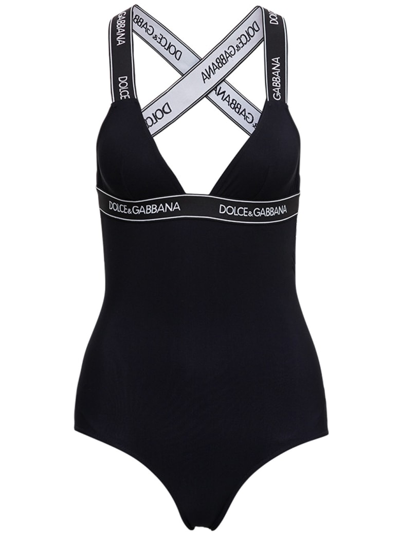 Dolce & Gabbana Black Swimsuit With Logo - Black