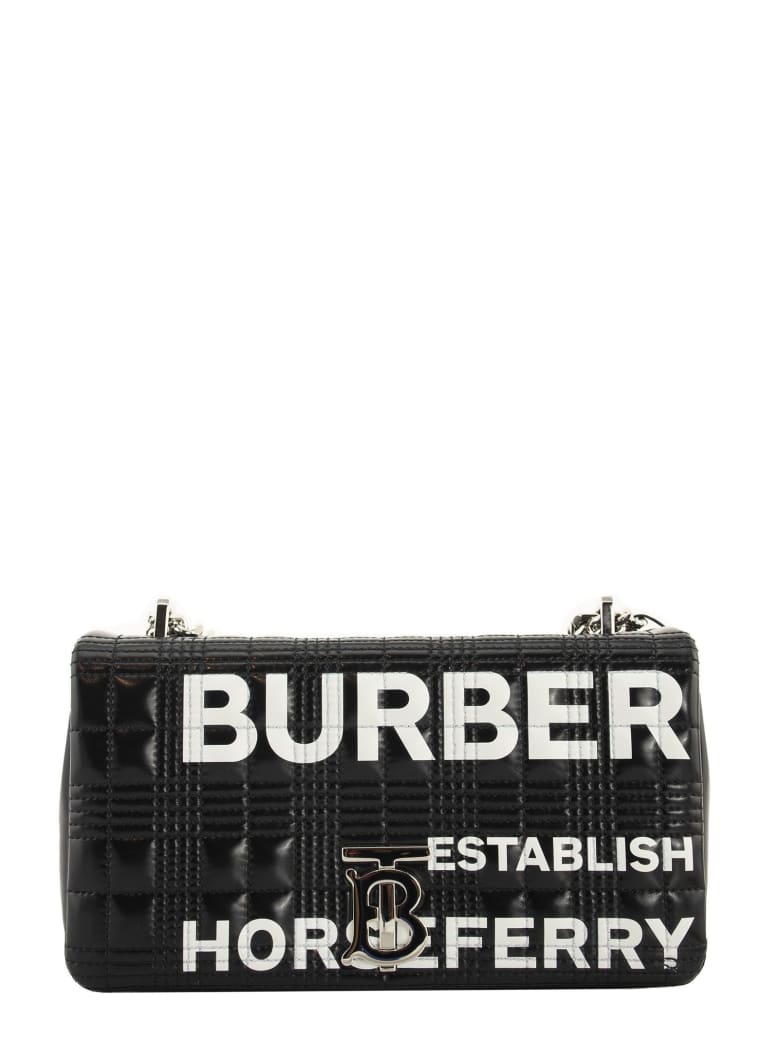 Burberry Lola - Small Horseferry Print Quilted Lola Bag - Black/silver