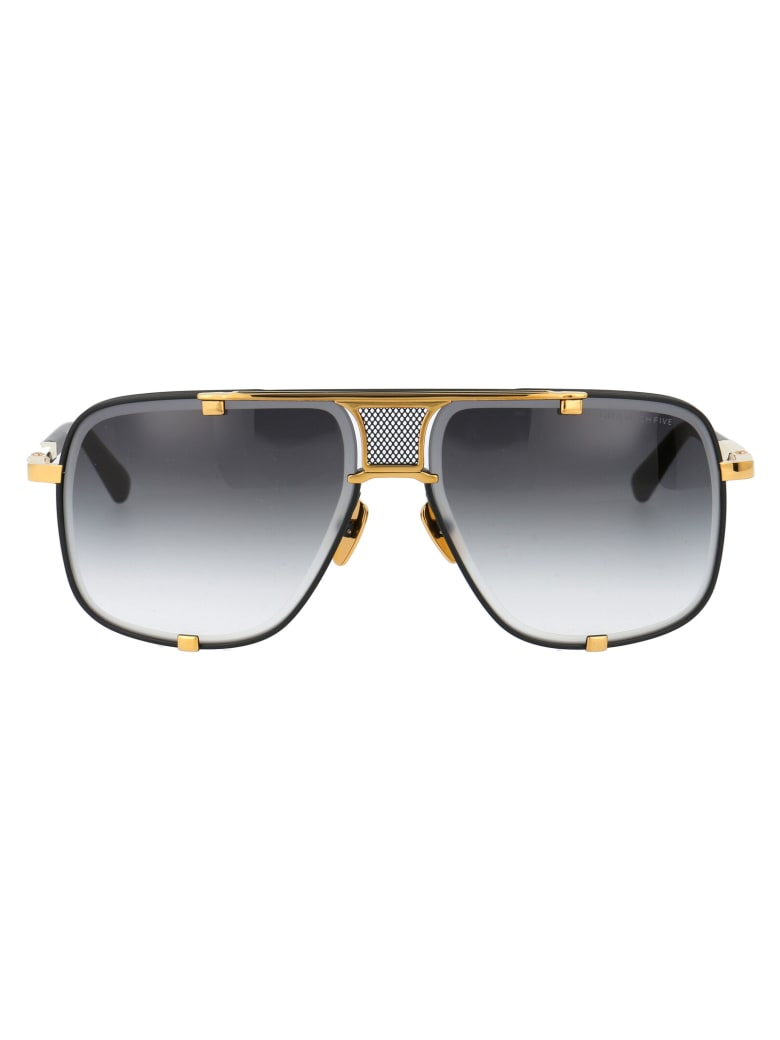 Dita Mach-five Sunglasses - MATTE BLACK YELLOW GOLD W/ DARK GREY TO CLEAR