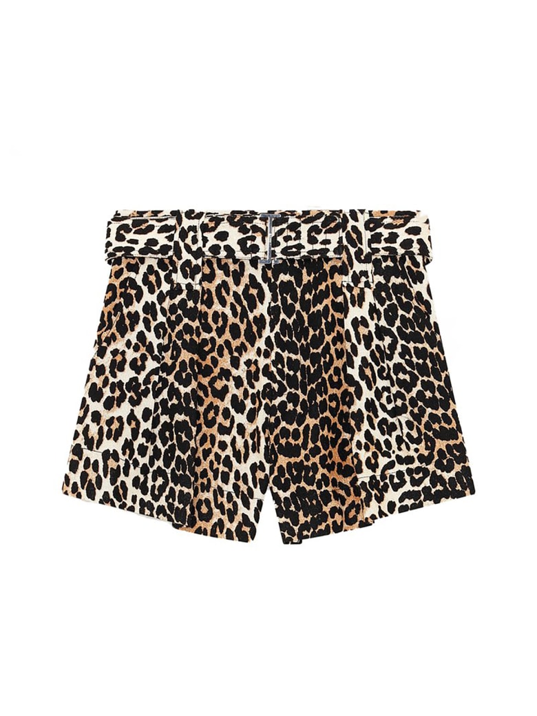 Ganni Linen Shorts - Leopard