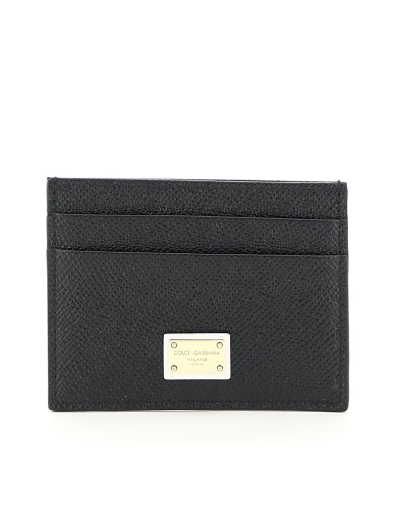 Dolce & Gabbana Leather Card Holder With Logo Plaque - Nero