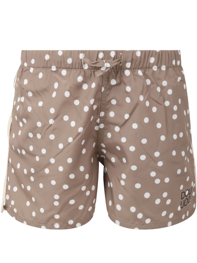Douuod Beige Swimshort For Kids With Polka--dots - Beige