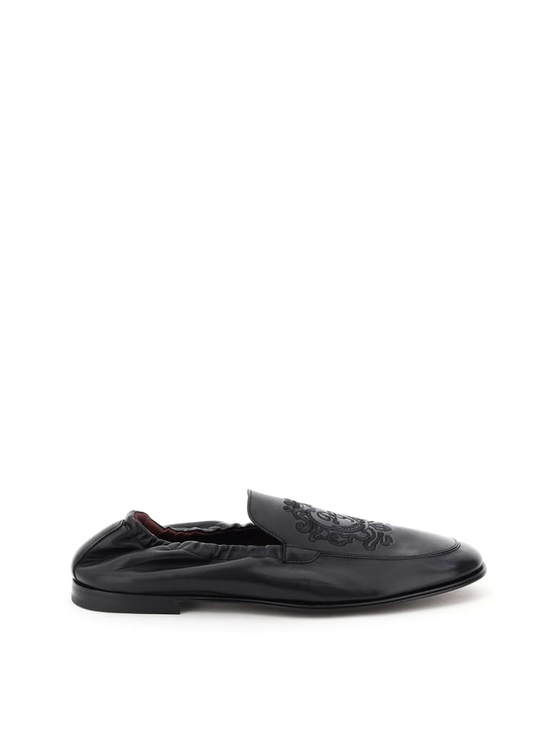 Dolce & Gabbana Ariosto Loafers With Coat Of Arms Embroidery - Nero