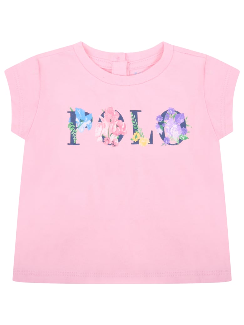 Ralph Lauren Pink T-shirt For Babygirl 