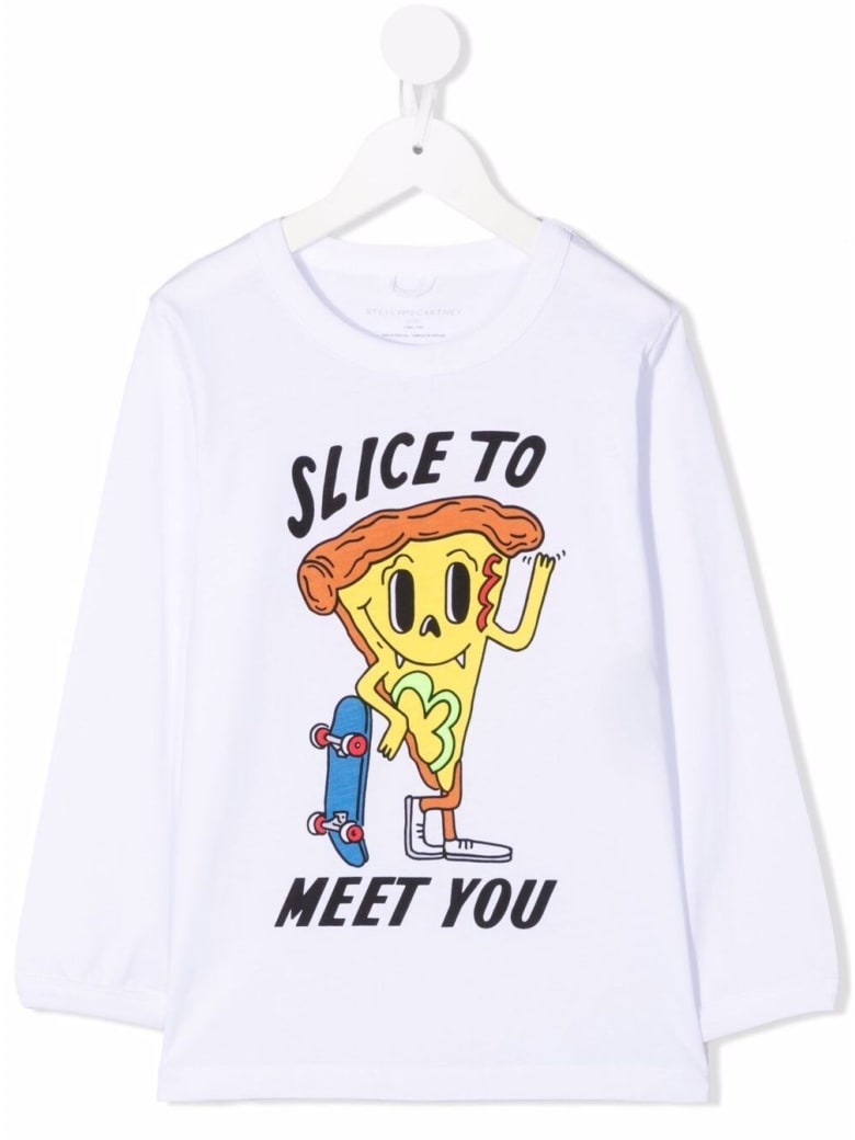 Stella McCartney Kids Long-sleeved White Cotton Shirt With Print - White