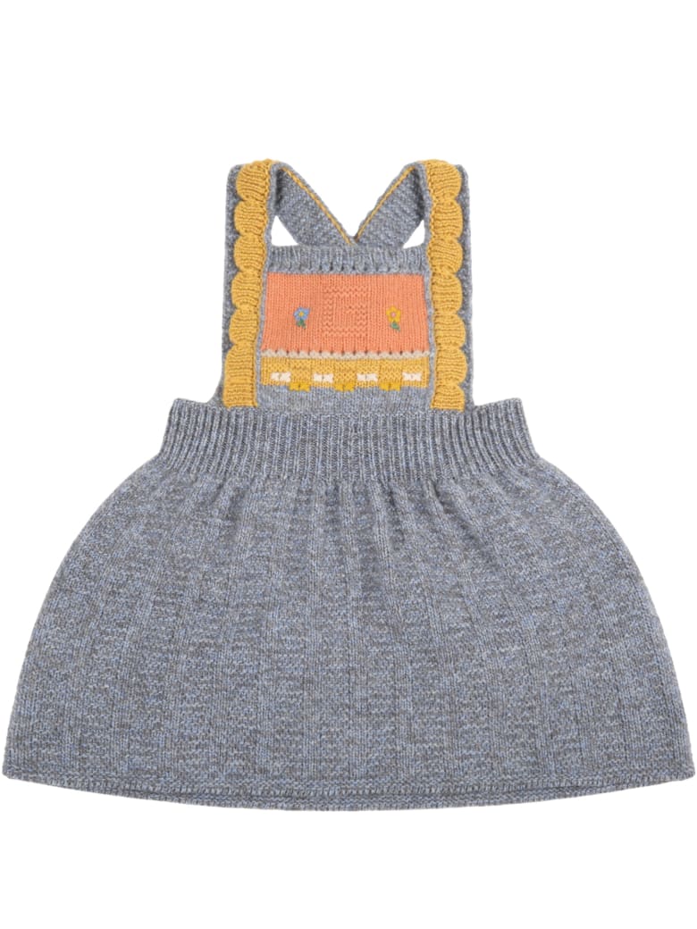Gucci Gray Dress For Baby Girl With Logo - Multicolor