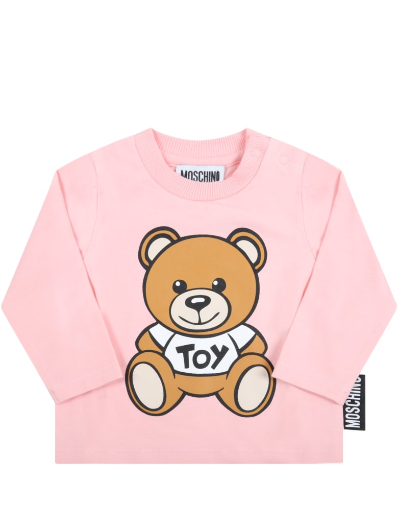 Moschino Pink T-shirt For Baby Girl With Teddy Bear - Pink