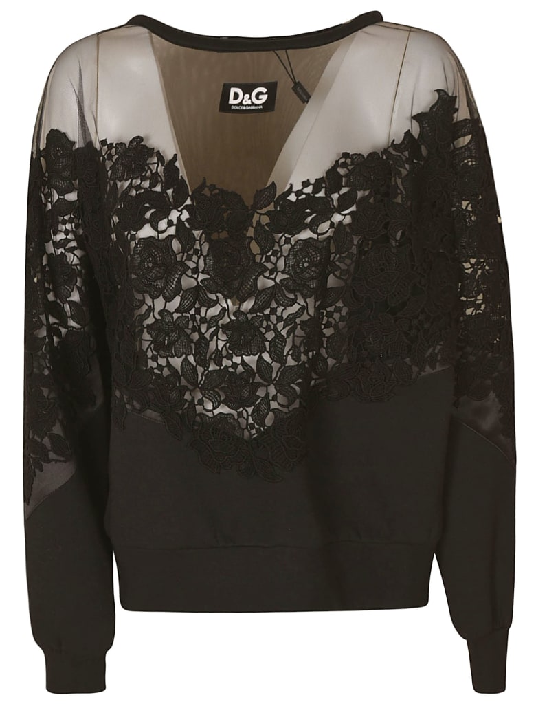 Dolce & Gabbana Floral Lace Sweater - Black