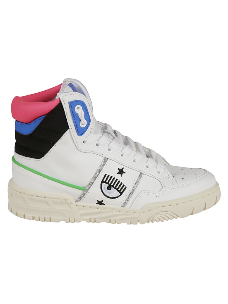 Chiara Ferragni Flirting Eye Logo High Sneakers - White/Blue