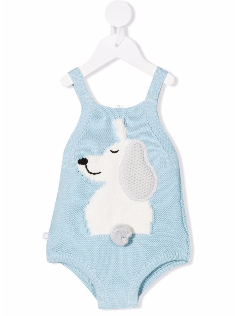 Stella McCartney Kids Light Blue Wool And Cotton Jumpsuit With Decoration - Light blue