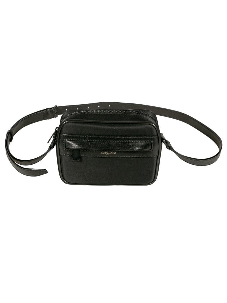 Saint Laurent Logo Front Pocket Top Zip Shoulder Bag - Black