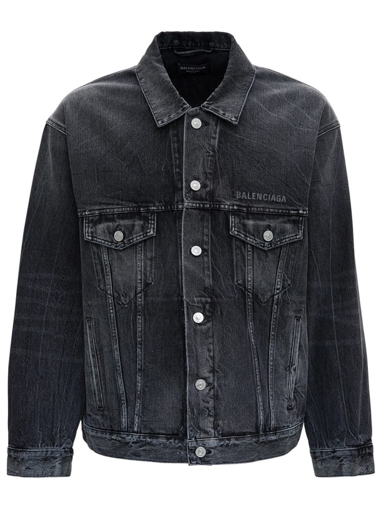 Balenciaga Trompe L'oeil Denim Jacket - Black