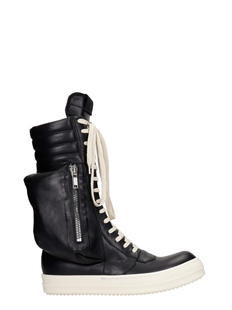 Rick Owens Cargo Basket Sneakers In Black Leather | italist