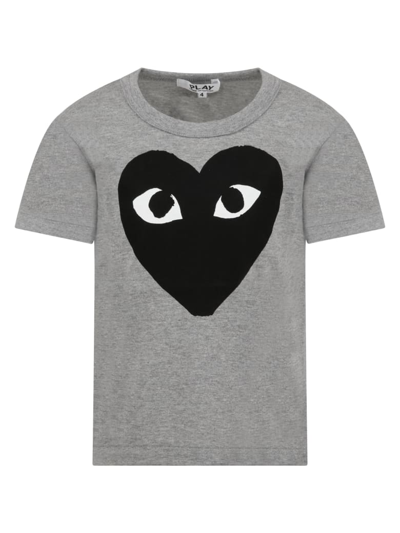 Comme des Garçons Play Grey T-shirt For Kids With Logo - Grey