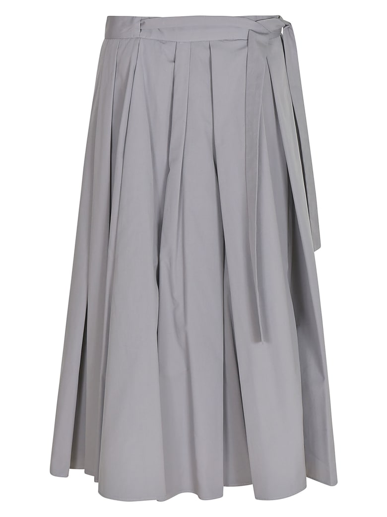 Prada Tie-waist Pleated Skirt - Ferro