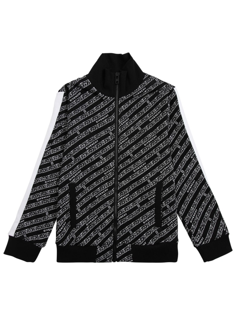 Givenchy Cotton Blend Sweatshirt With Allover Logo - Black