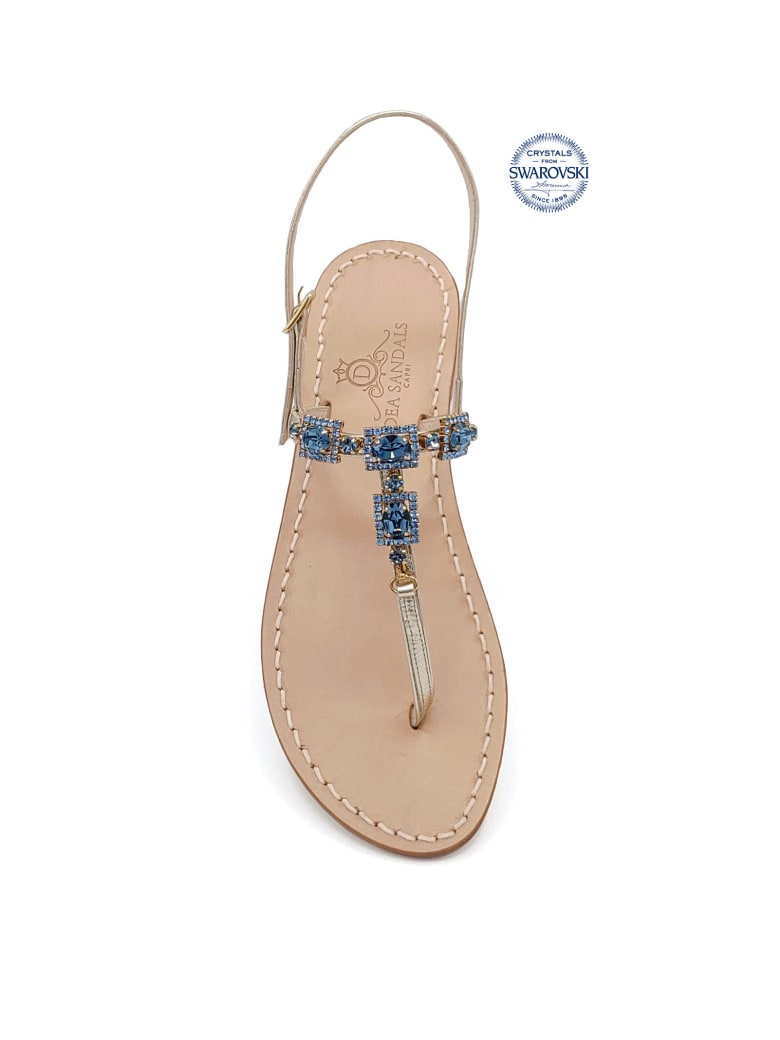 Dea Sandals Villa Orlandi Jewel Thong Sandals - gold, blue