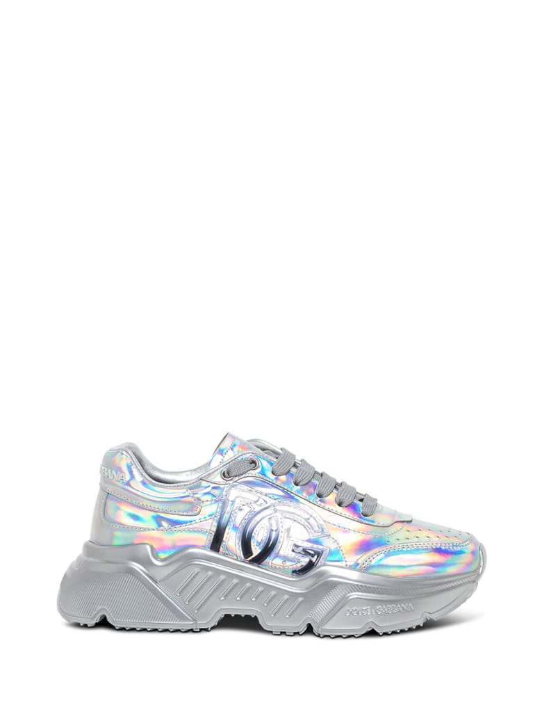 Dolce & Gabbana Daymaster Silver Colored Leather Sneakers - Metallic
