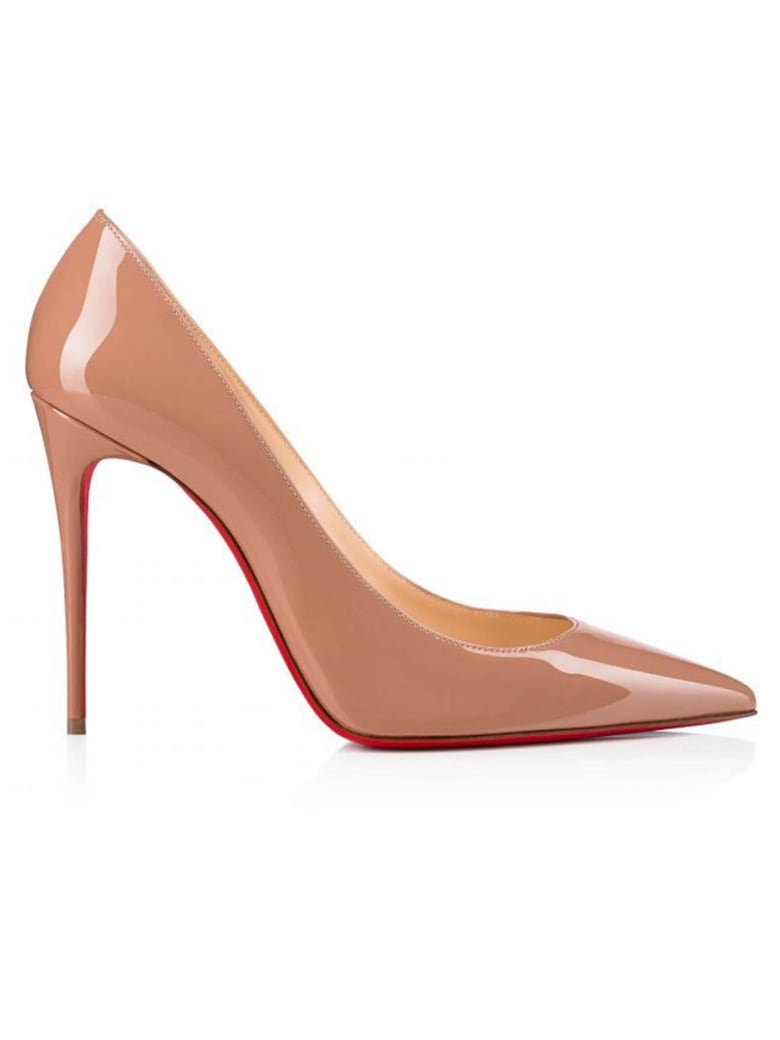 Christian Louboutin Nude Patent Kate 100 Pumps - NUDE