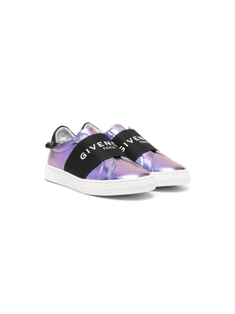 Givenchy Urban Street Kid Sneakers In Metallic Purple Leather With Band - UNI