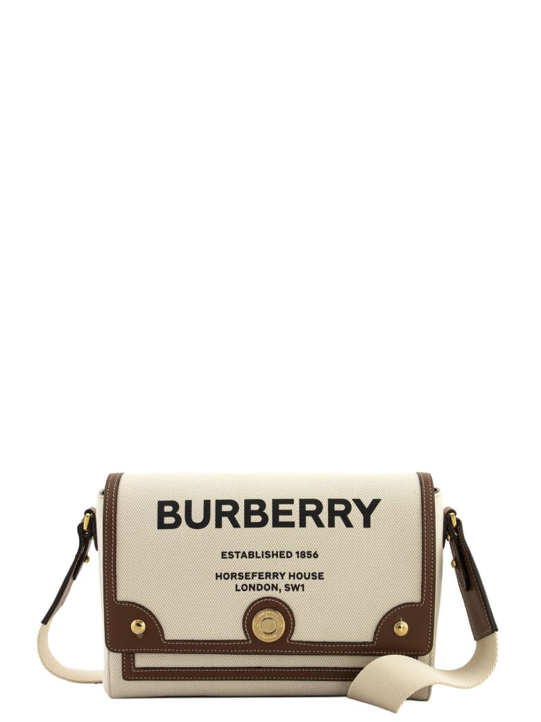 Burberry Note - Horseferry Print Canvas Crossbody Bag - Natural/tan