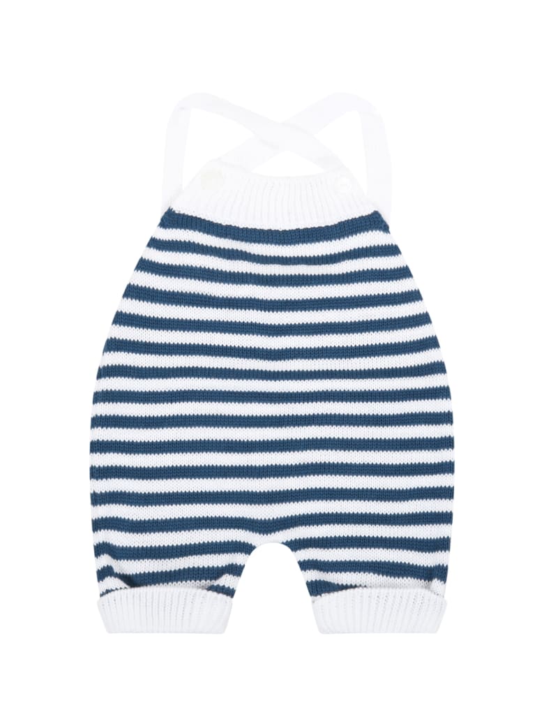 Little Bear Multicolor Dungarees For Baby Boy - White