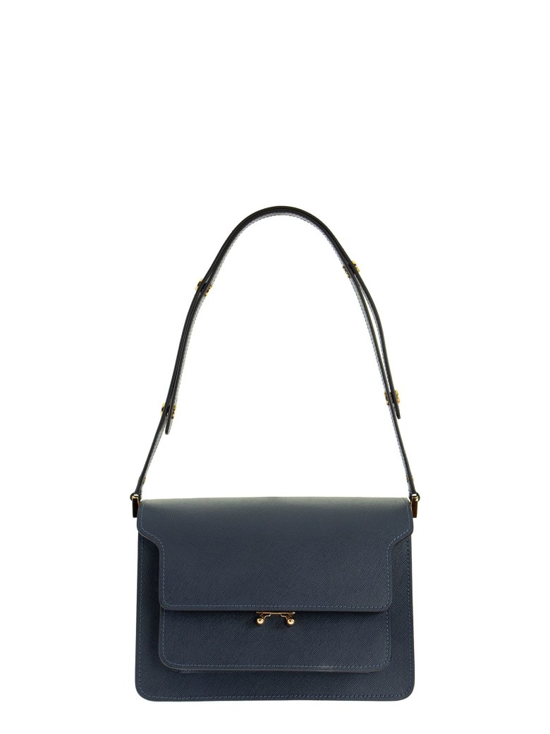 Marni Trunk Bag In Saffiano Calf - Blue