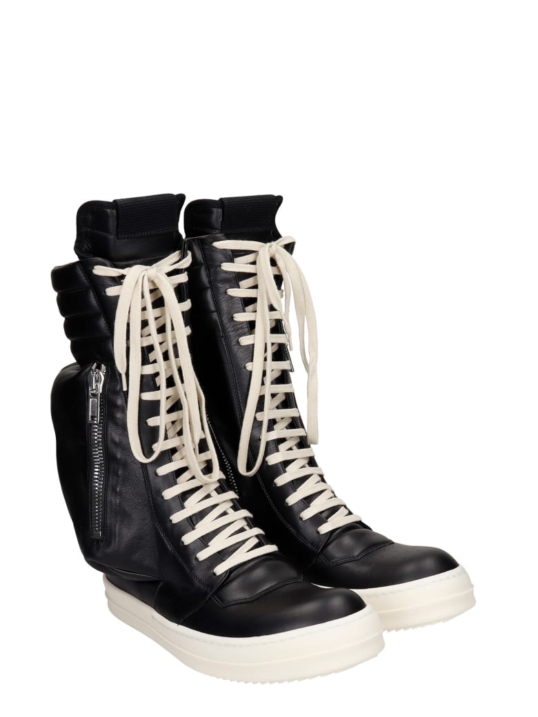 Rick Owens Cargo Basket Sneakers In Black Leather italist