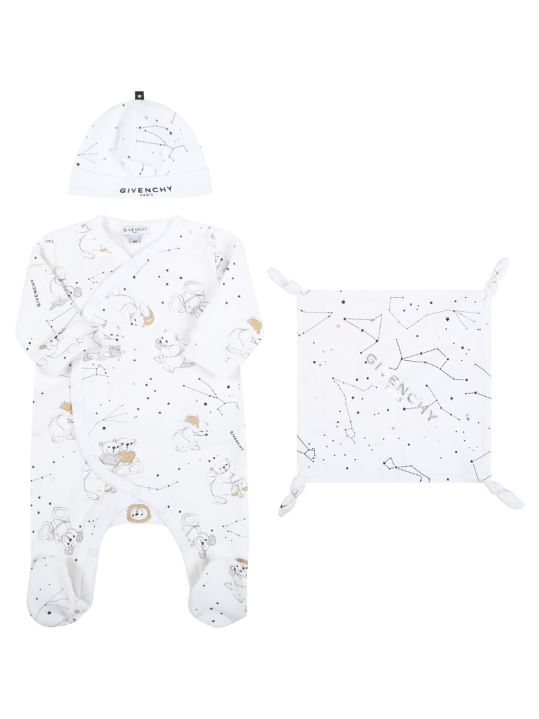 Givenchy White Set For Baby Kids With Constellations - White