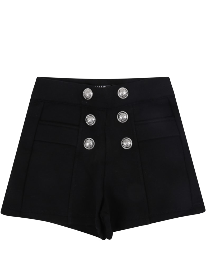 Balmain Black Short For Baby Girl - Black