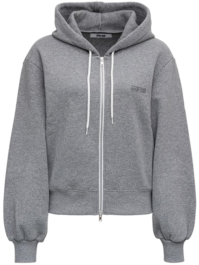 Mauro Grifoni Grey Cotton Hoodie With Logo - Grey