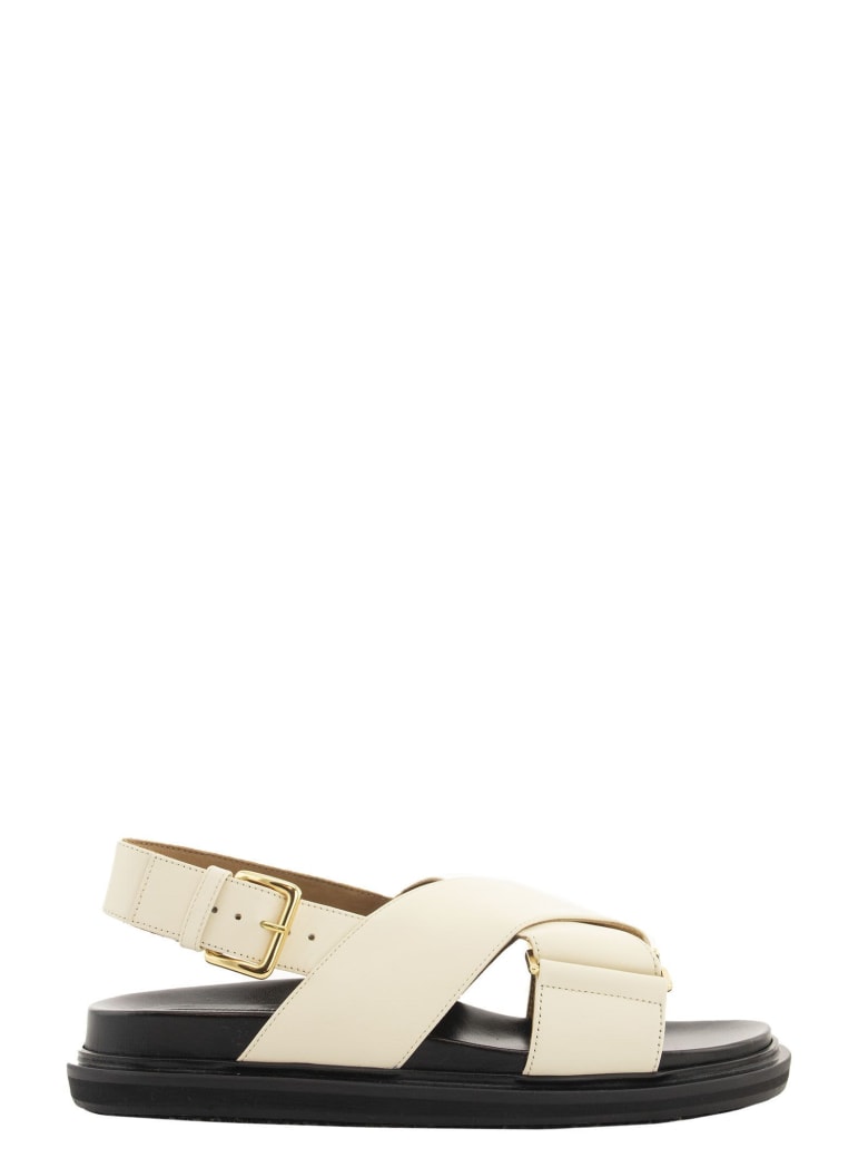 Marni Criss-cross Fussbett Calfskin Sandal - White