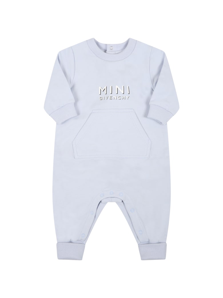 Givenchy Light Blue Babygrow For Baby Boy With Logo - Light Blue