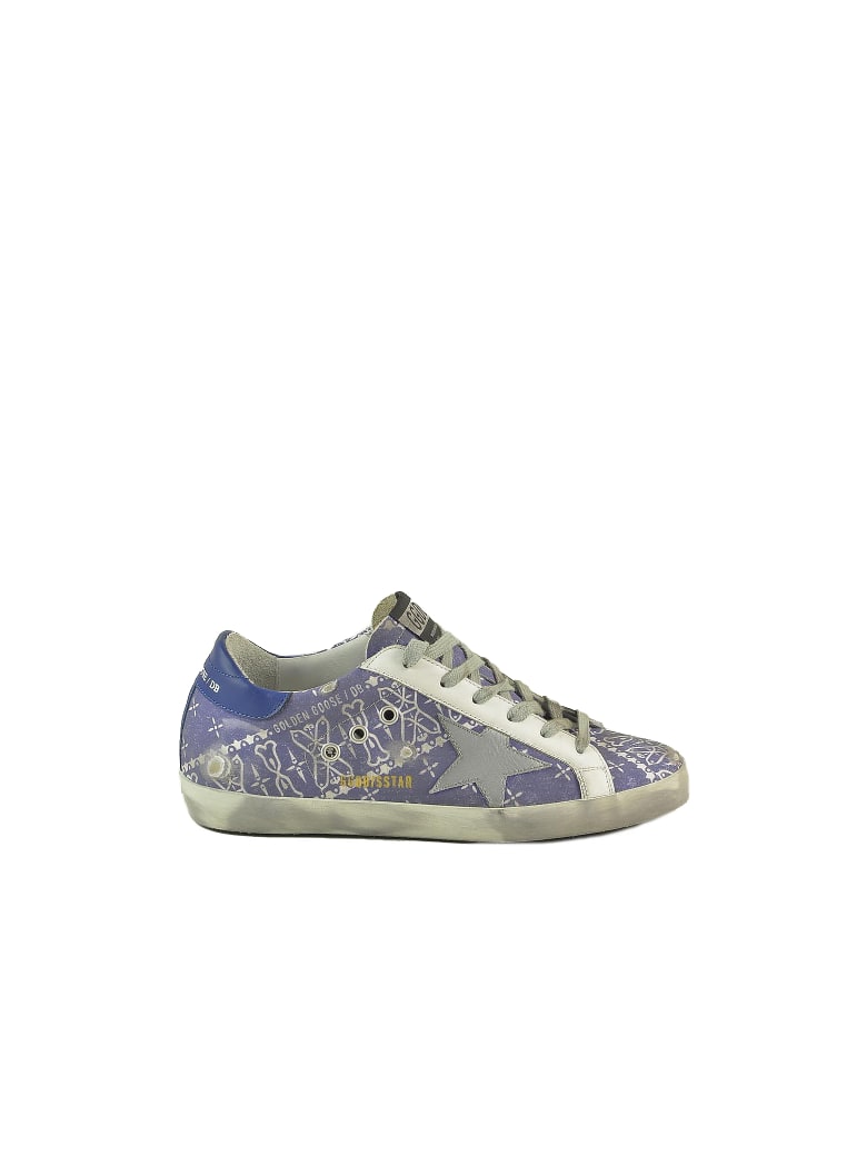 Golden Goose Distressed Blue And Silver Flat Sneakers - Blue