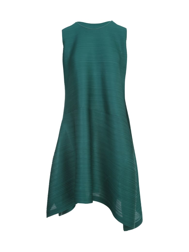 Pleats Please Issey Miyake Vein Sleeveless Midi Dress - Verde
