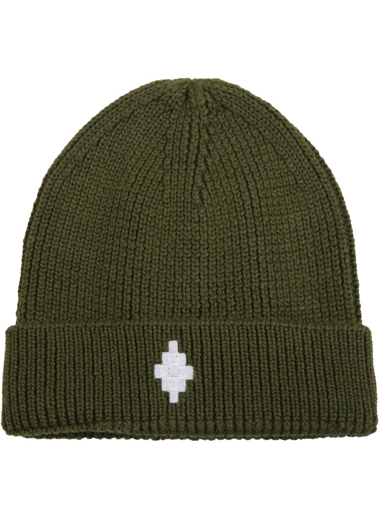 Marcelo Burlon Military Green Hat For Kids With Cross - Green