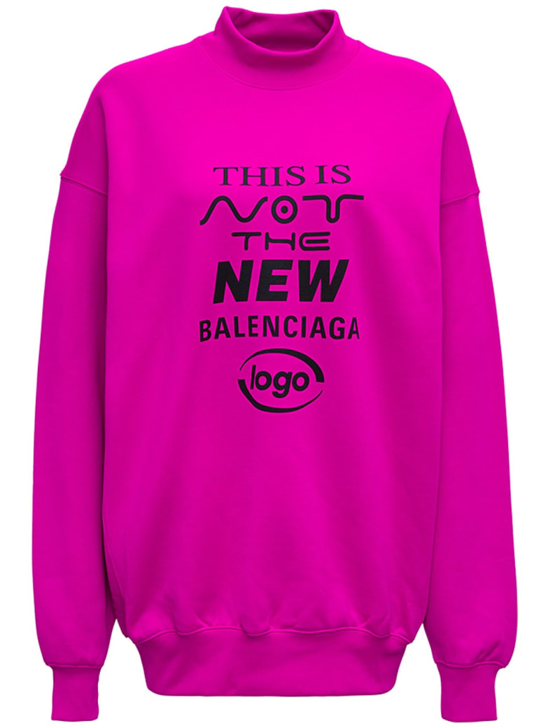 Balenciaga Pink Cotton Sweatshirt With Print - Fuxia