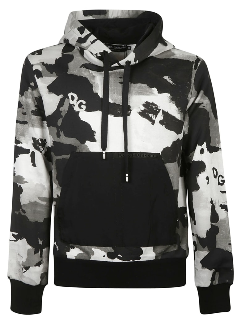 Dolce & Gabbana Camouflage Logo Hoodie - Black/White