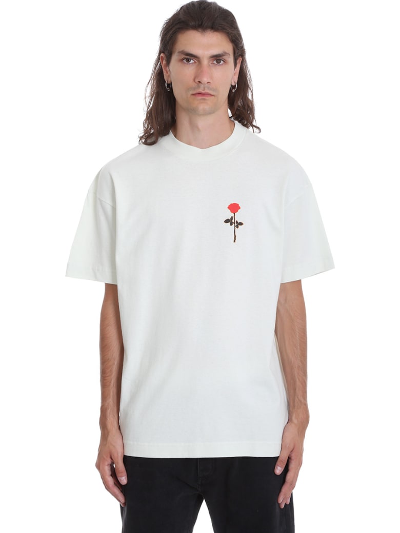 Palm Angels Small Rose T-shirt In Green Cotton - green