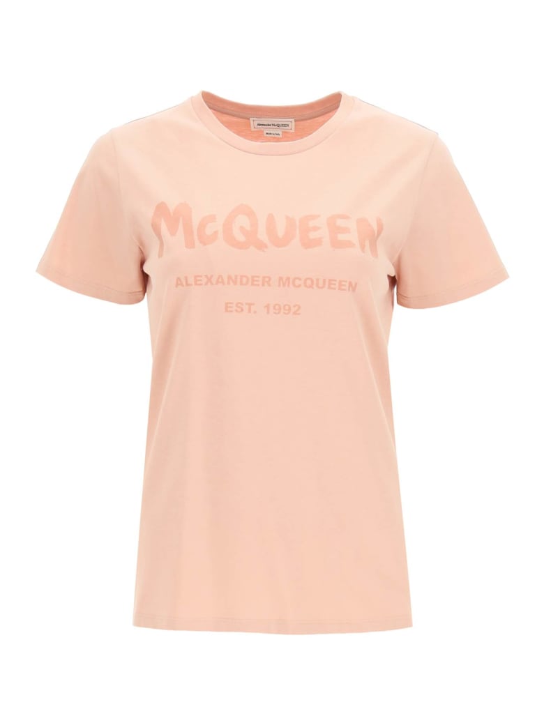 Alexander McQueen Graffiti Logo T-shirt - Rosa