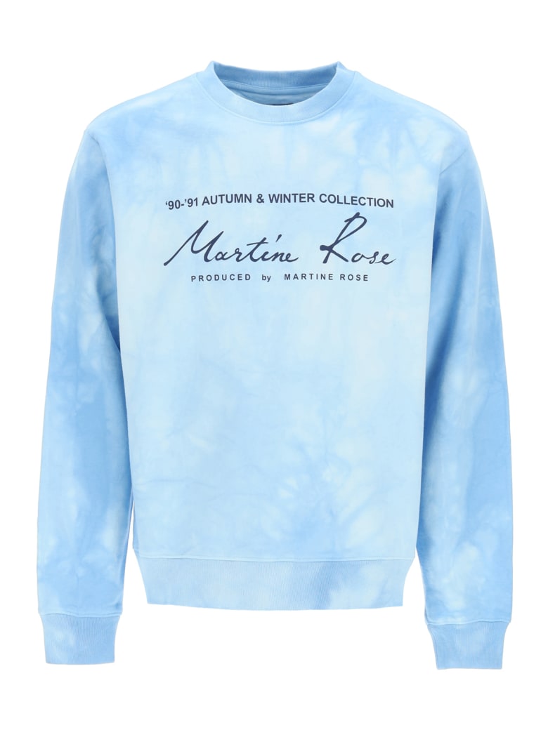 Martine Rose Tie-dye Crewneck Sweatshirt With Logo - LIGHT BLUE (Light blue)