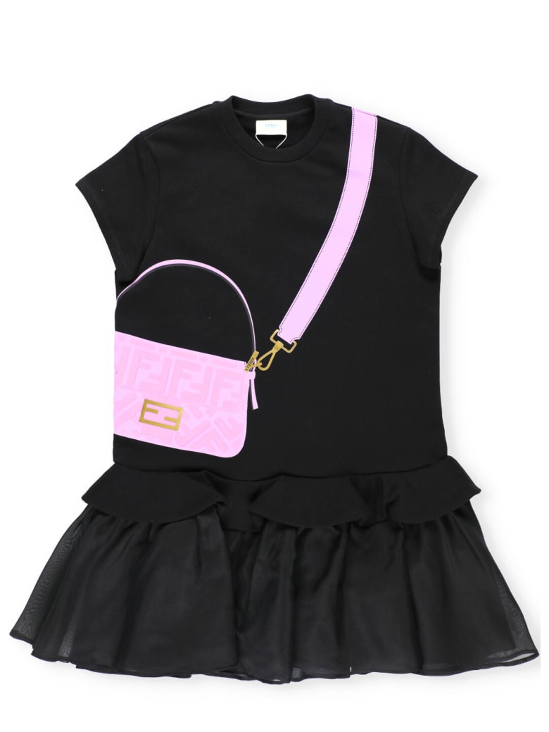 Fendi Plush Cotton And Organza Junior Dress - BLACK+CANDY