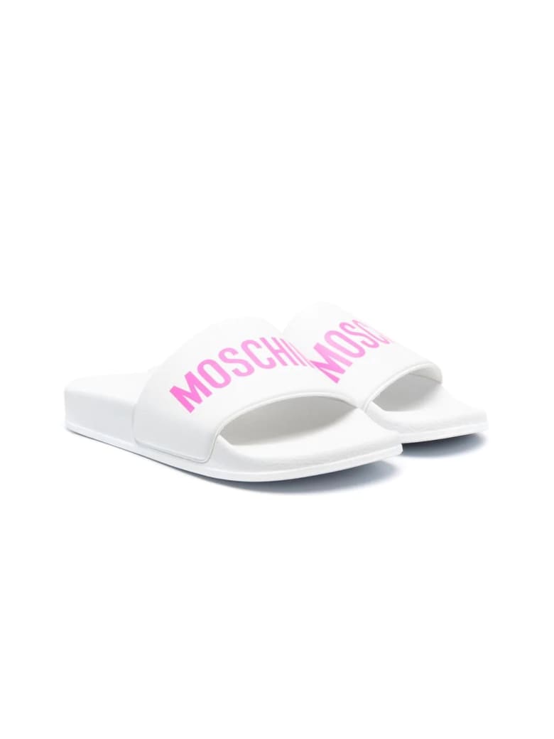 Moschino Slippers With Moschino Print - Bianco-fucsia