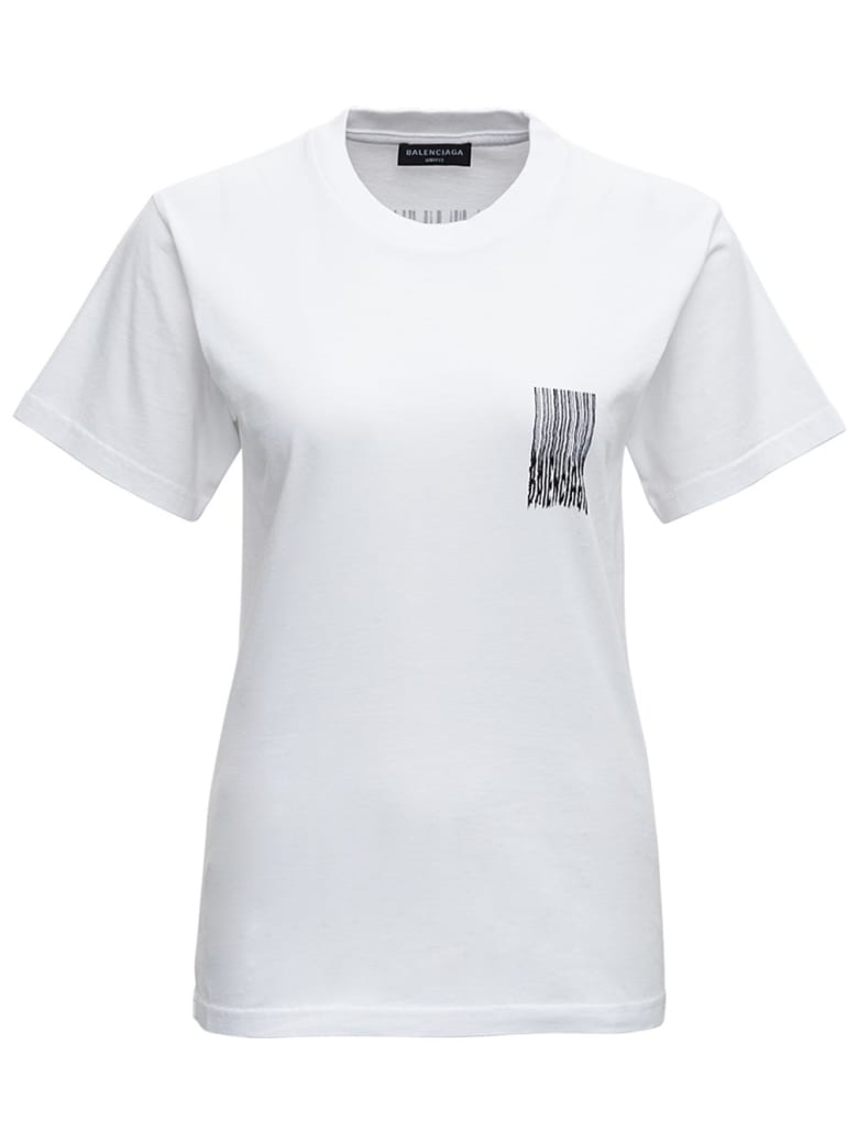 Balenciaga Barcode White Cotton T-shirt - White