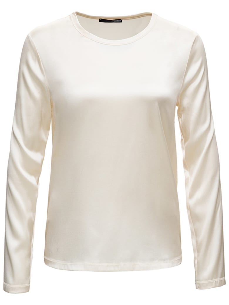 Tessa White Satin Blouse - White