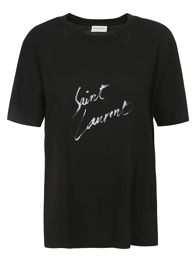 Saint Laurent Over Signature T-shirt - Black/Natural