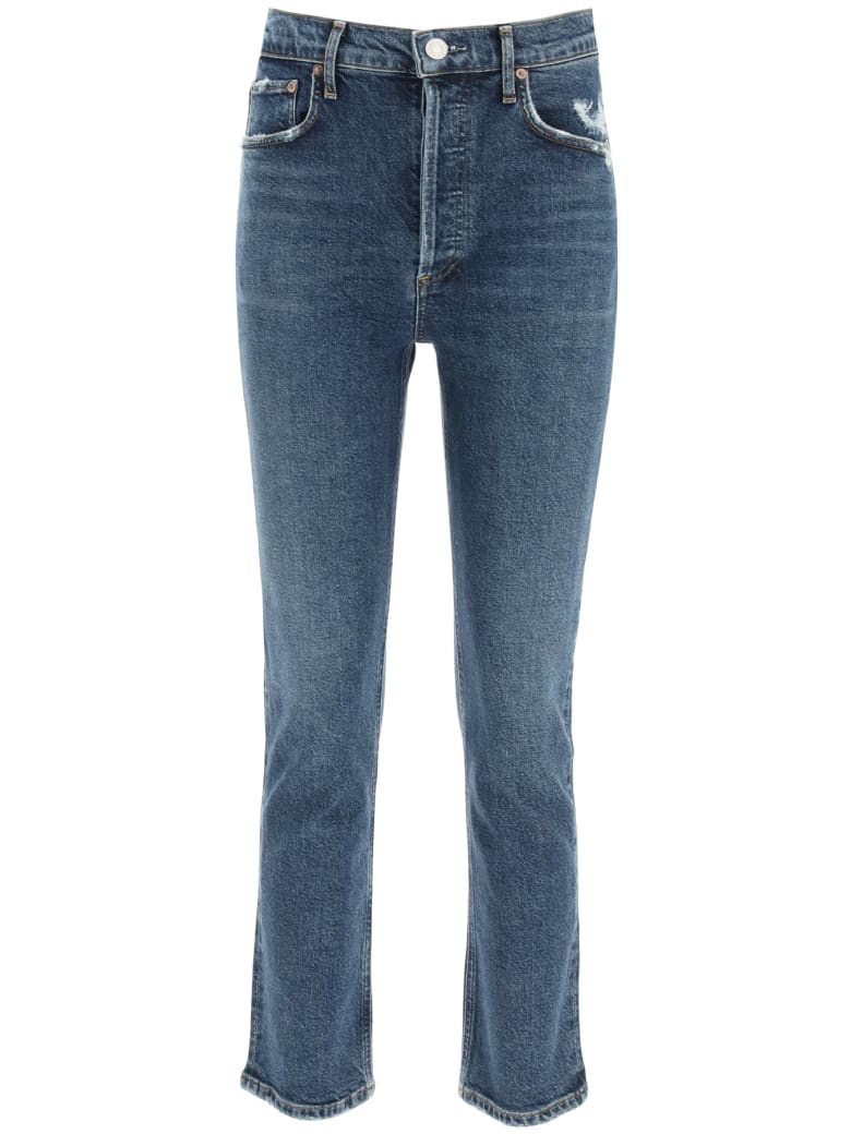 AGOLDE Riley High Rise Straight Crop Jeans - PAS TIME (Blue)