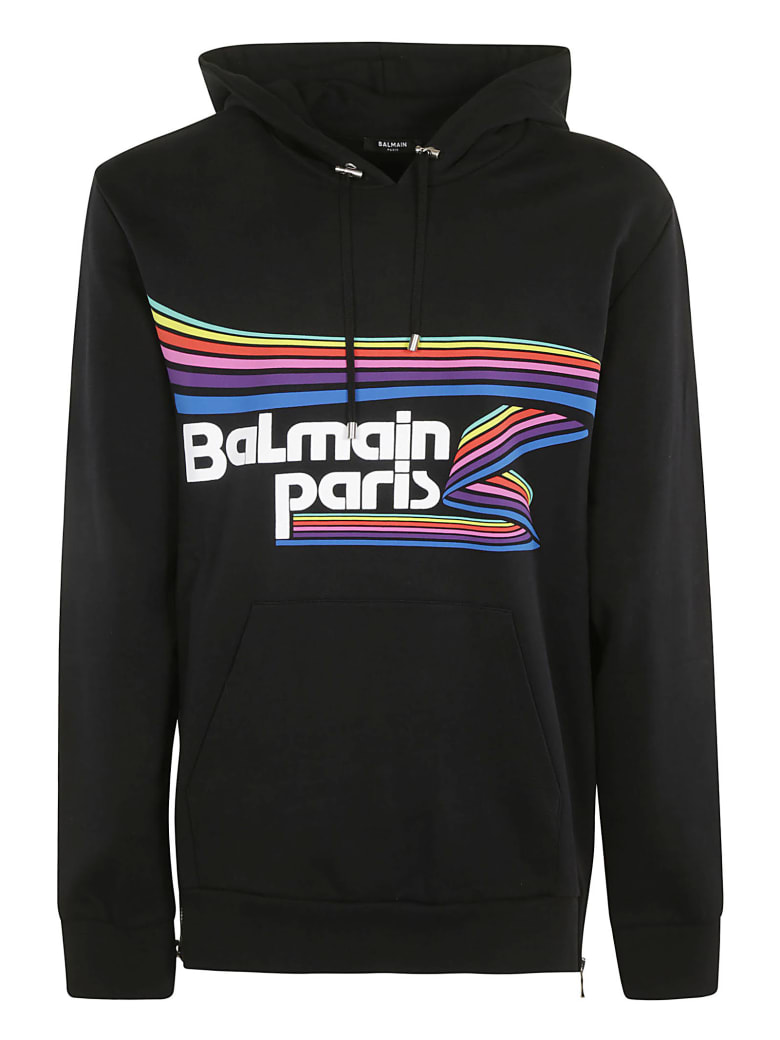 Balmain Logo Print Hoodie - Multicolor