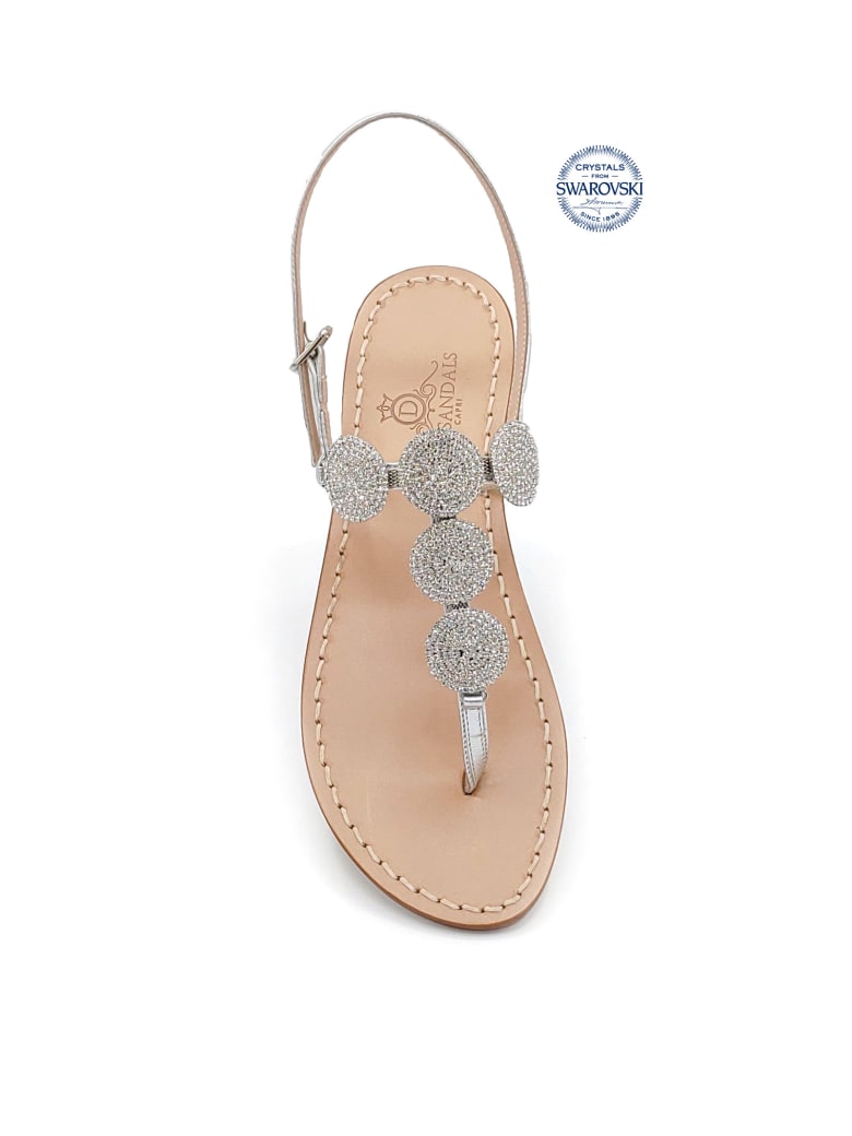 Dea Sandals Fari Di Capri 5c Jewel Thong Sandals - silver, natural crystal